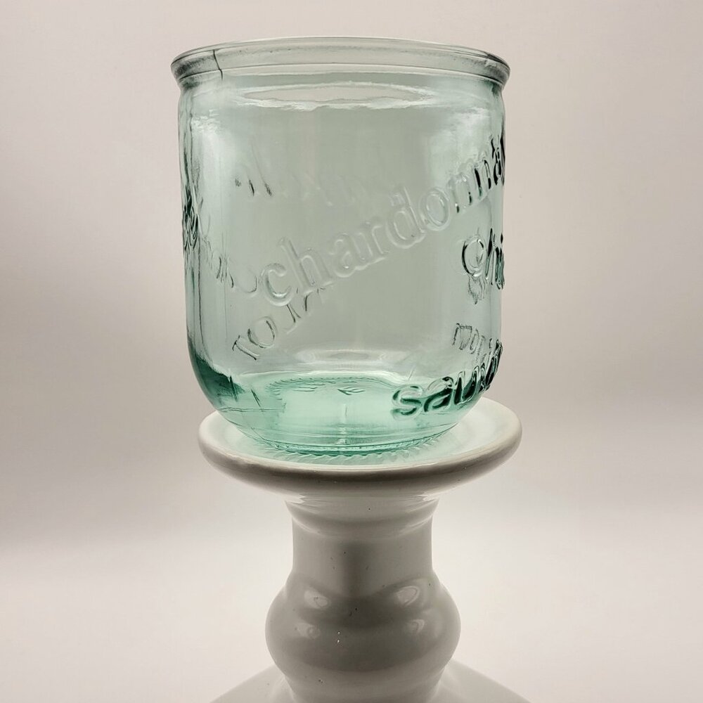 Amici Italian Stemless Wine Glass 12oz Embossed Wine Words